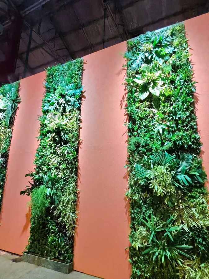 Tall strips of plants on the Cool Green Wall