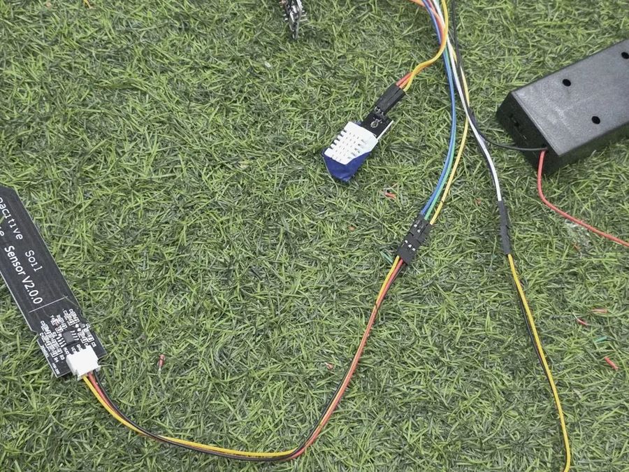 Temperature and moisture sensors wired up before fitting
