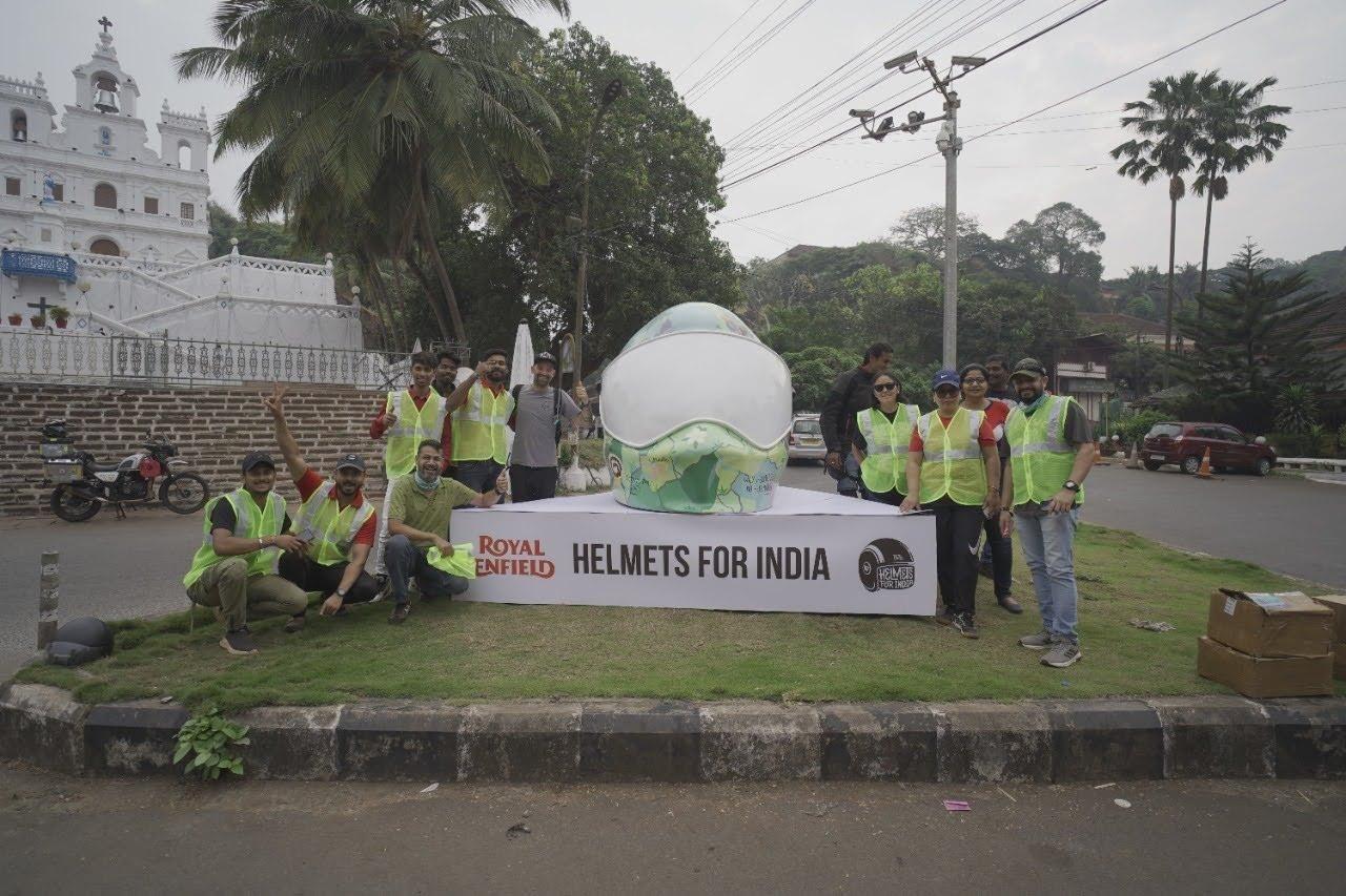 Giant helmet installation for helmet awareness in Goa