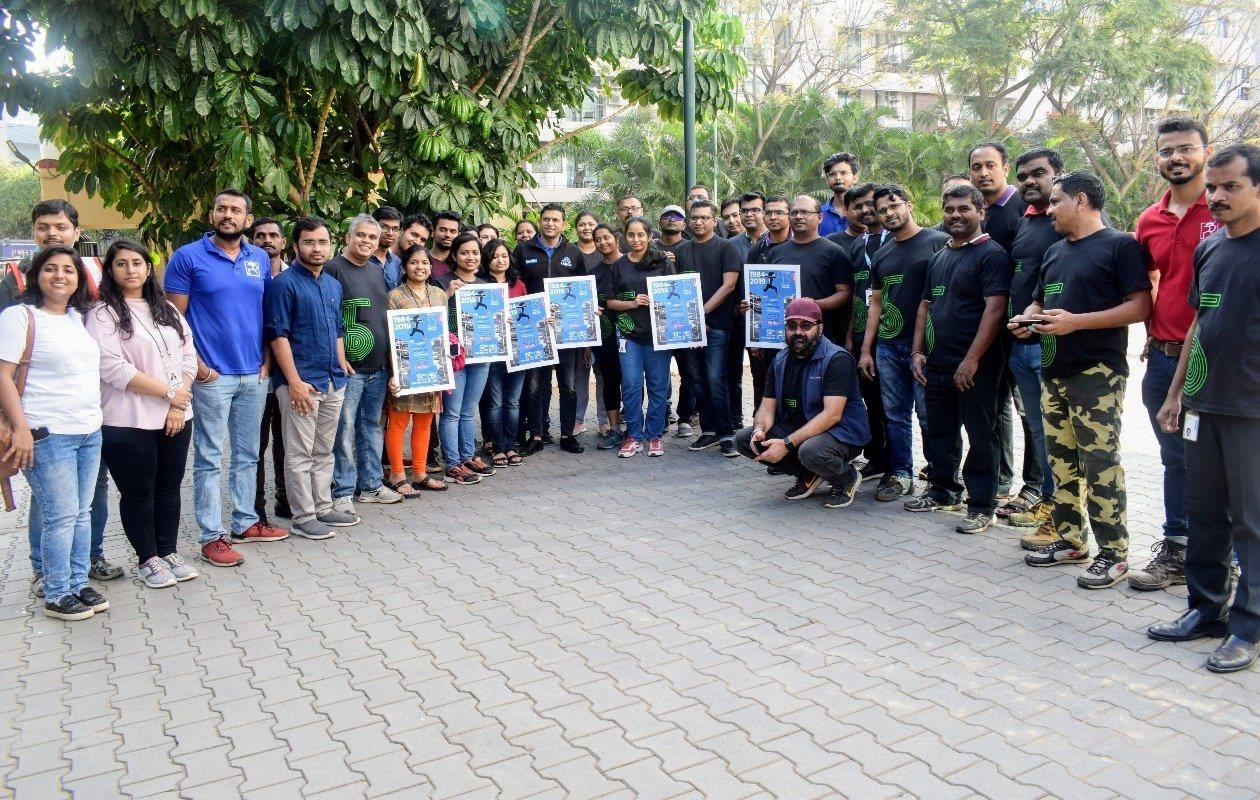 Lenovo leadership and employees at a road safety drive